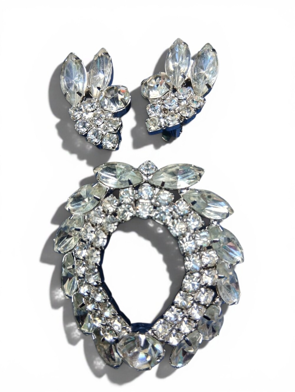 *Confirmed* Juliana Brooch And Earings Set In Clear Crystals #4130